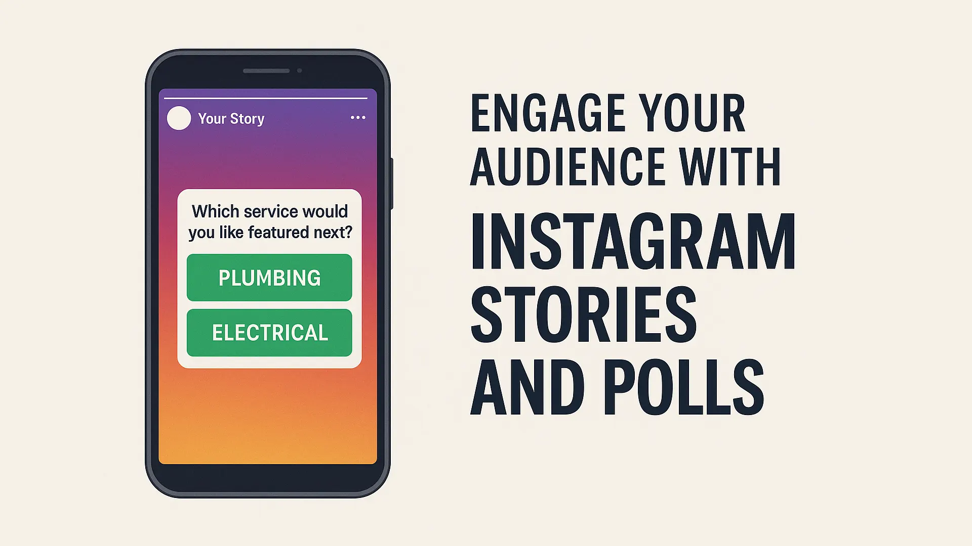 instagram-like image with title of article about stories and polls